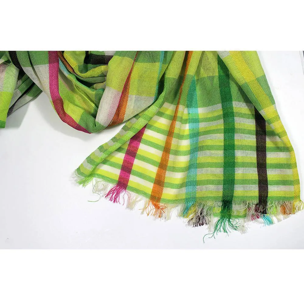 Madras Pop Plaid Green Scarf