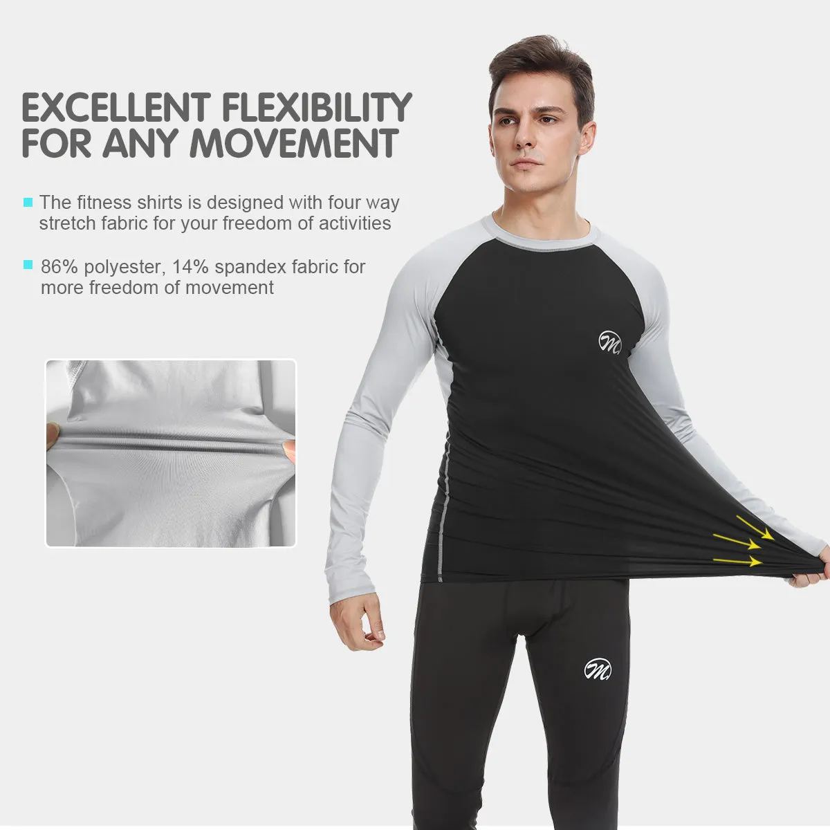 MEETYOO Men's Compression Shirts Base Layer Top