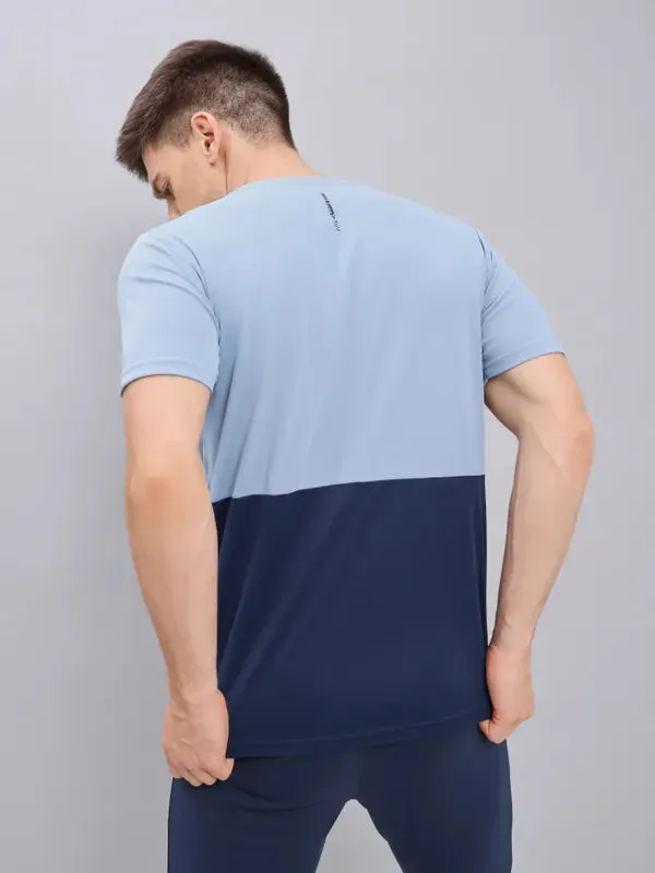 Men Colorblock Slim Fit Crew Neck T-shirt with DOUBLE COOL