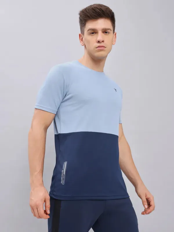 Men Colorblock Slim Fit Crew Neck T-shirt with DOUBLE COOL