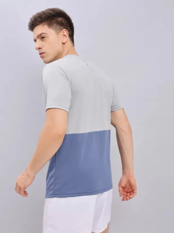 Men Colorblock Slim Fit Crew Neck T-shirt with DOUBLE COOL