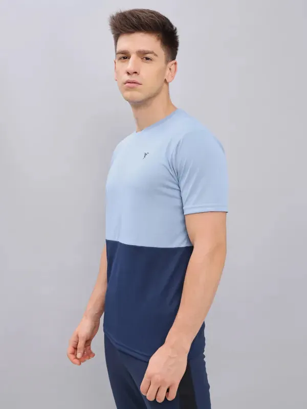 Men Colorblock Slim Fit Crew Neck T-shirt with DOUBLE COOL