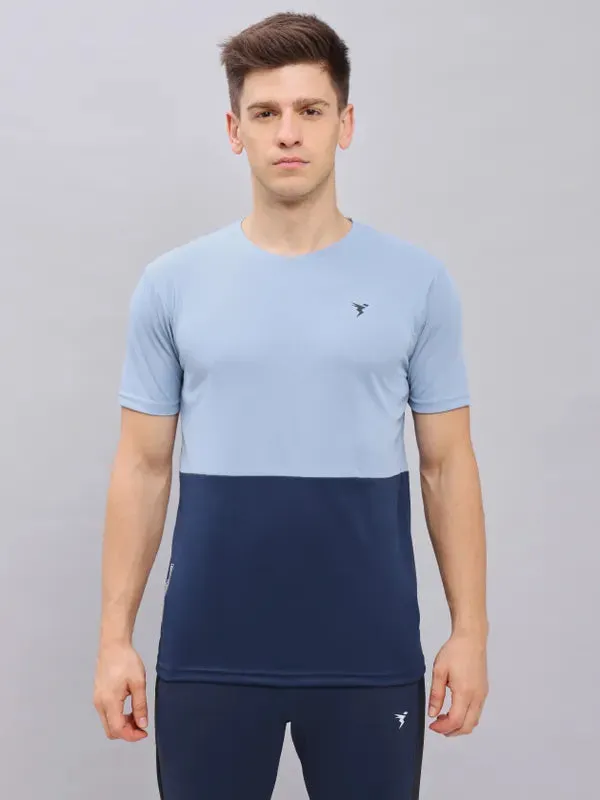 Men Colorblock Slim Fit Crew Neck T-shirt with DOUBLE COOL