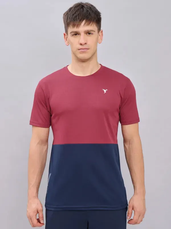 Men Colorblock Slim Fit Crew Neck T-shirt with DOUBLE COOL