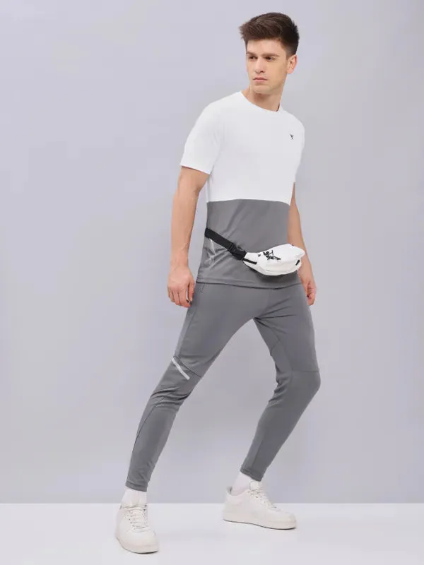 Men Colorblock Slim Fit Crew Neck T-shirt with DOUBLE COOL