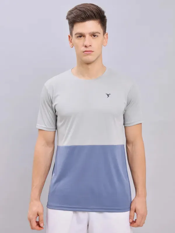 Men Colorblock Slim Fit Crew Neck T-shirt with DOUBLE COOL