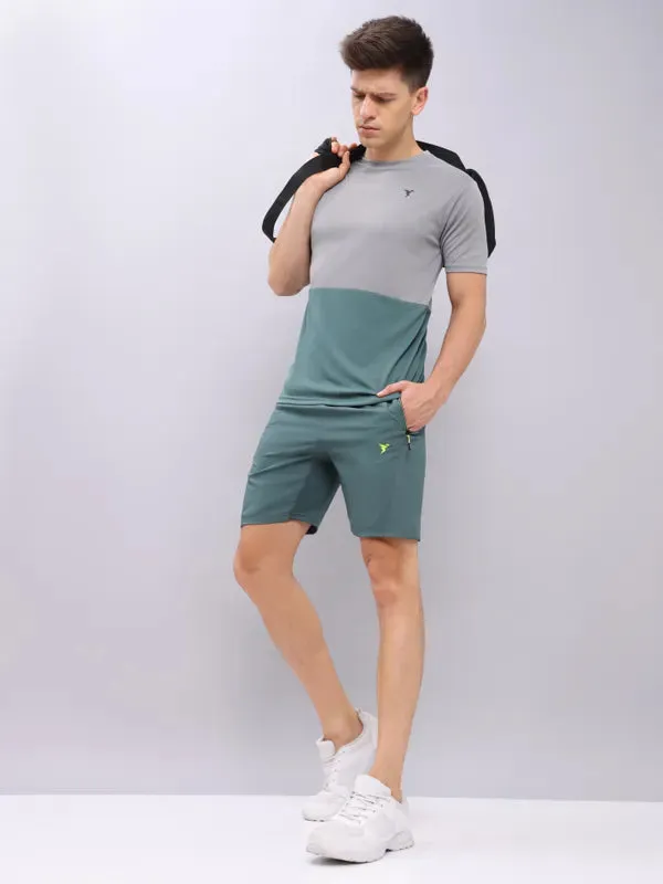 Men Colorblock Slim Fit Crew Neck T-shirt with DOUBLE COOL