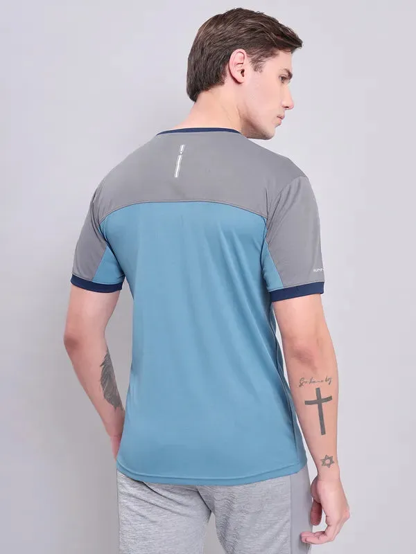 Men Colorblock Slim Fit Crew Neck T-shirt with TECHNO COOL 