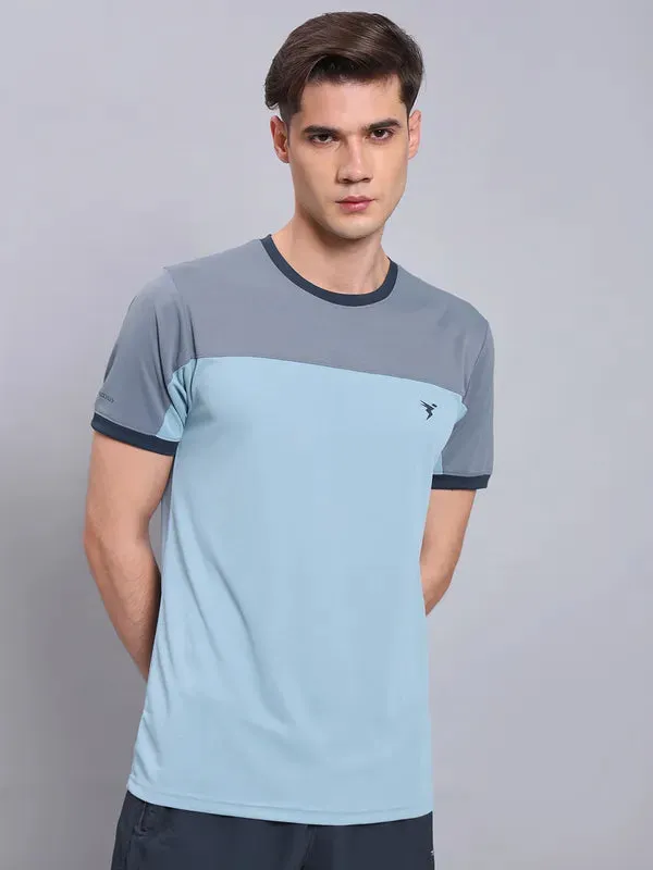 Men Colorblock Slim Fit Crew Neck T-shirt with TECHNO COOL 