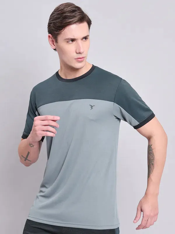 Men Colorblock Slim Fit Crew Neck T-shirt with TECHNO COOL 