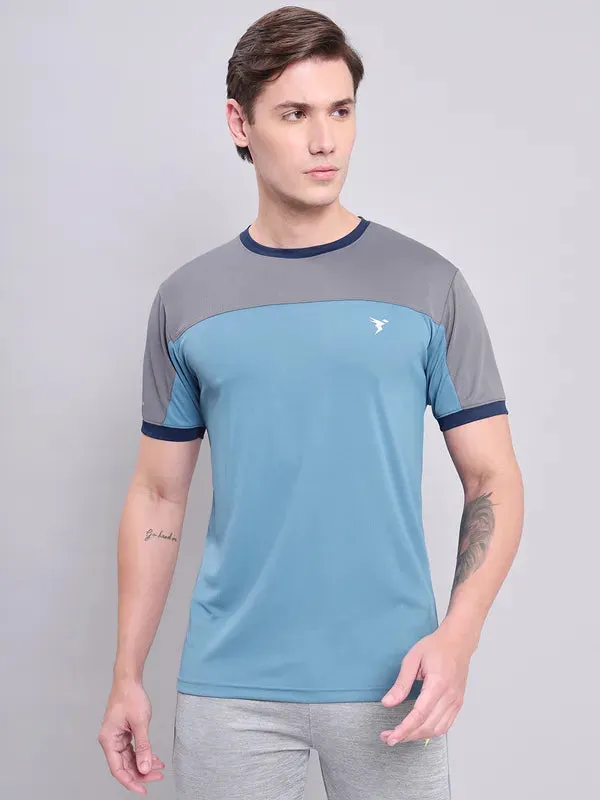 Men Colorblock Slim Fit Crew Neck T-shirt with TECHNO COOL 