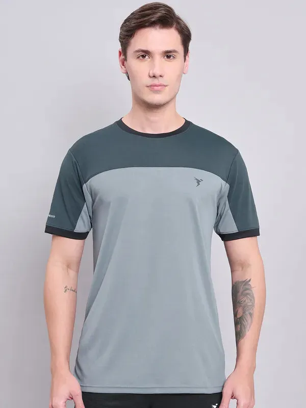 Men Colorblock Slim Fit Crew Neck T-shirt with TECHNO COOL 