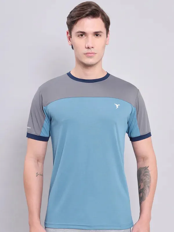 Men Colorblock Slim Fit Crew Neck T-shirt with TECHNO COOL 