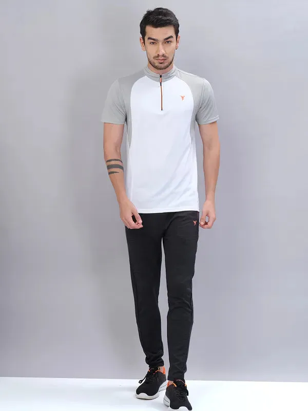 Men Colorblock Slim Fit Mock Neck T-shirt with TECHNO COOL 