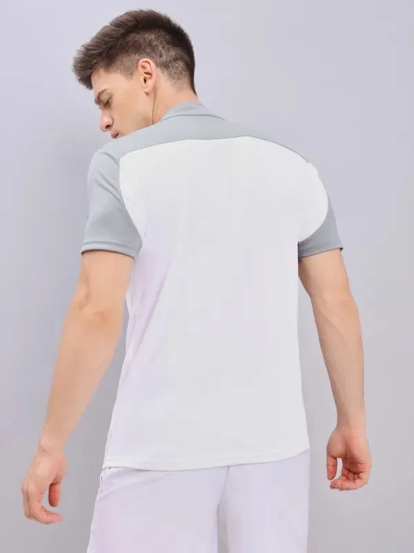 Men Colorblock Slim Fit Mock Neck T-shirt with TECHNO COOL 