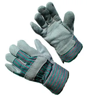 Men's Heavy Duty Leather Palm Gunn Pattern Safety Cuff Work Gloves