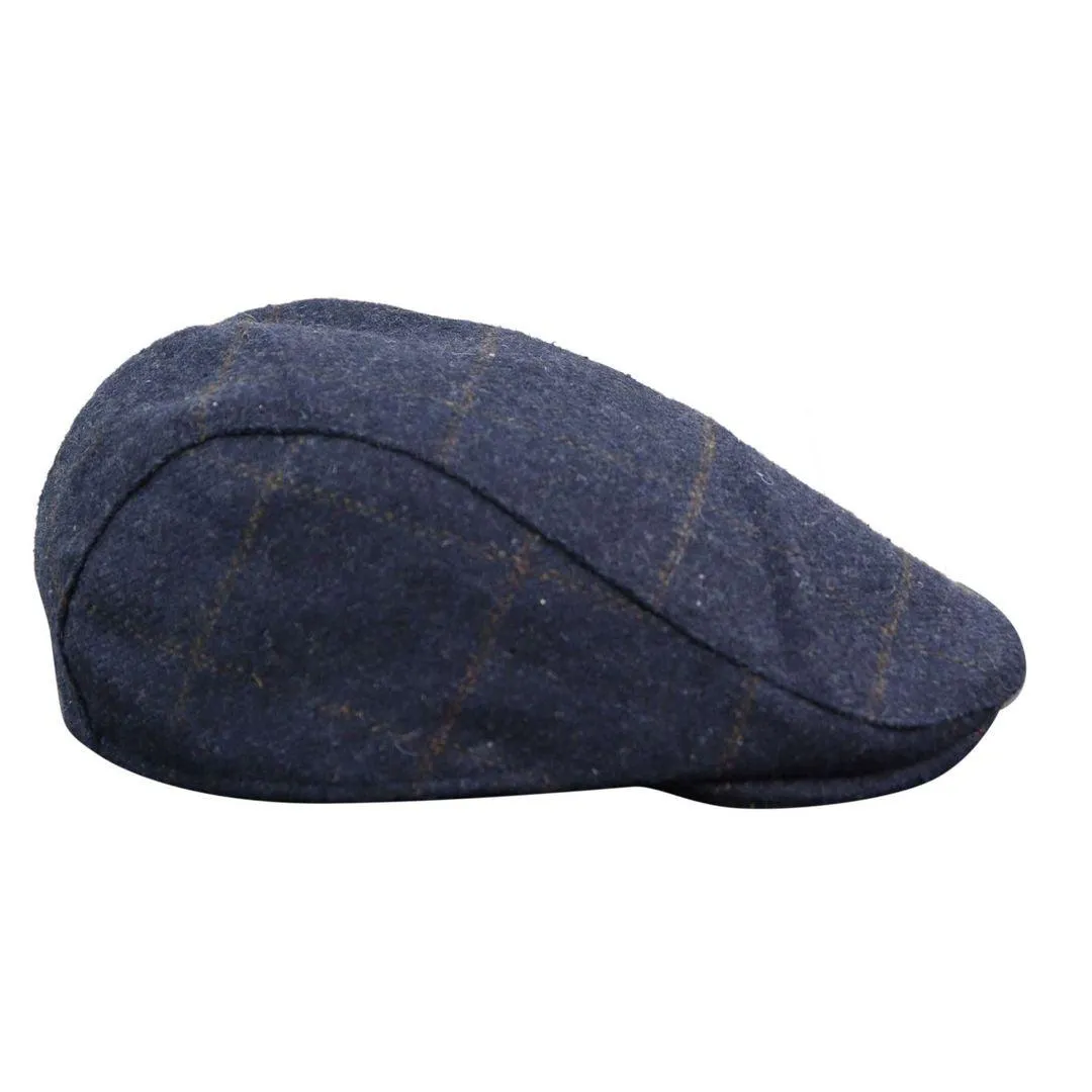 Mens Herringbone Tweed Wool Check Grandad Flat Caps Hats Vintage Green Grey Blue Brown