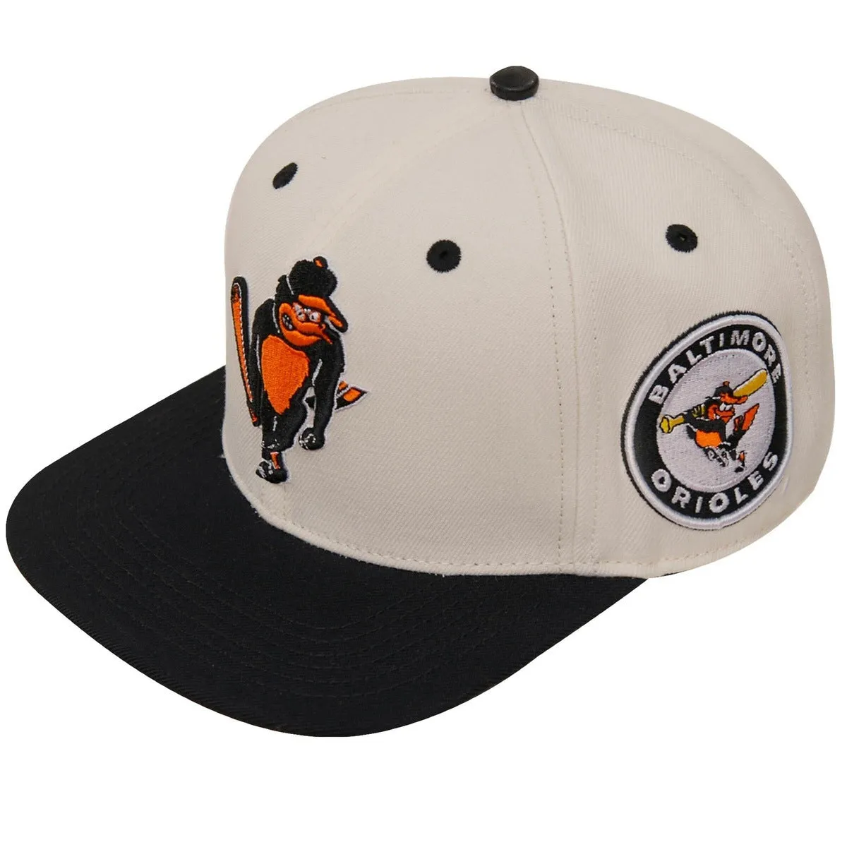 MLB BALTIMORE ORIOLES RETRO CLASSIC UNISEX PRIMARY LOGO WOOL SNAPBACK (EGGSHELL/ BLACK)