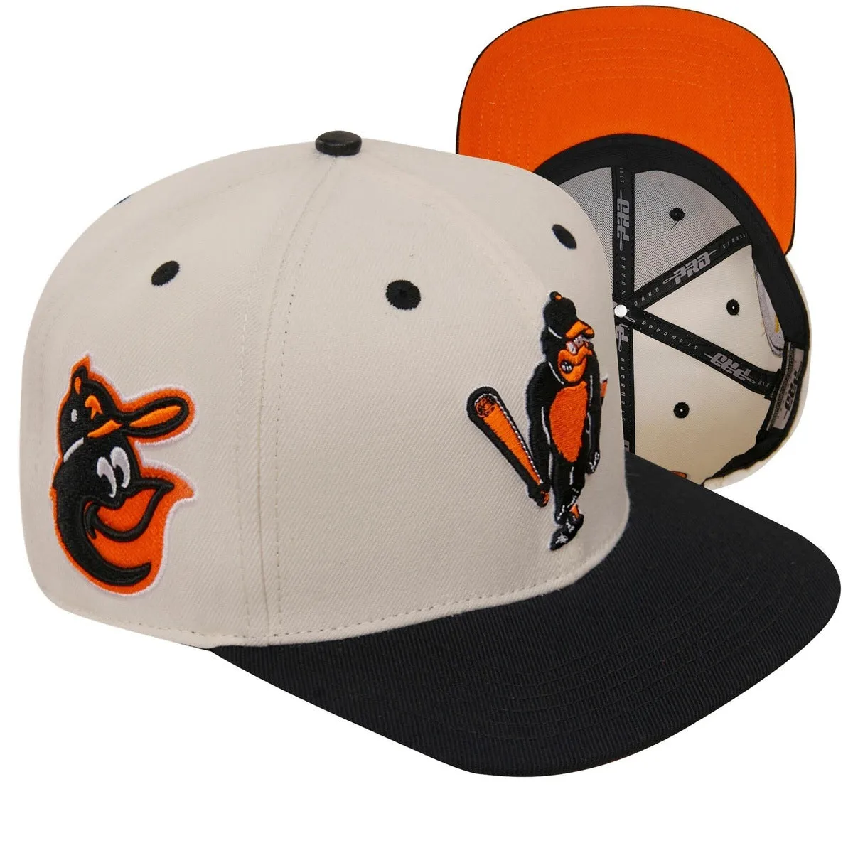 MLB BALTIMORE ORIOLES RETRO CLASSIC UNISEX PRIMARY LOGO WOOL SNAPBACK (EGGSHELL/ BLACK)