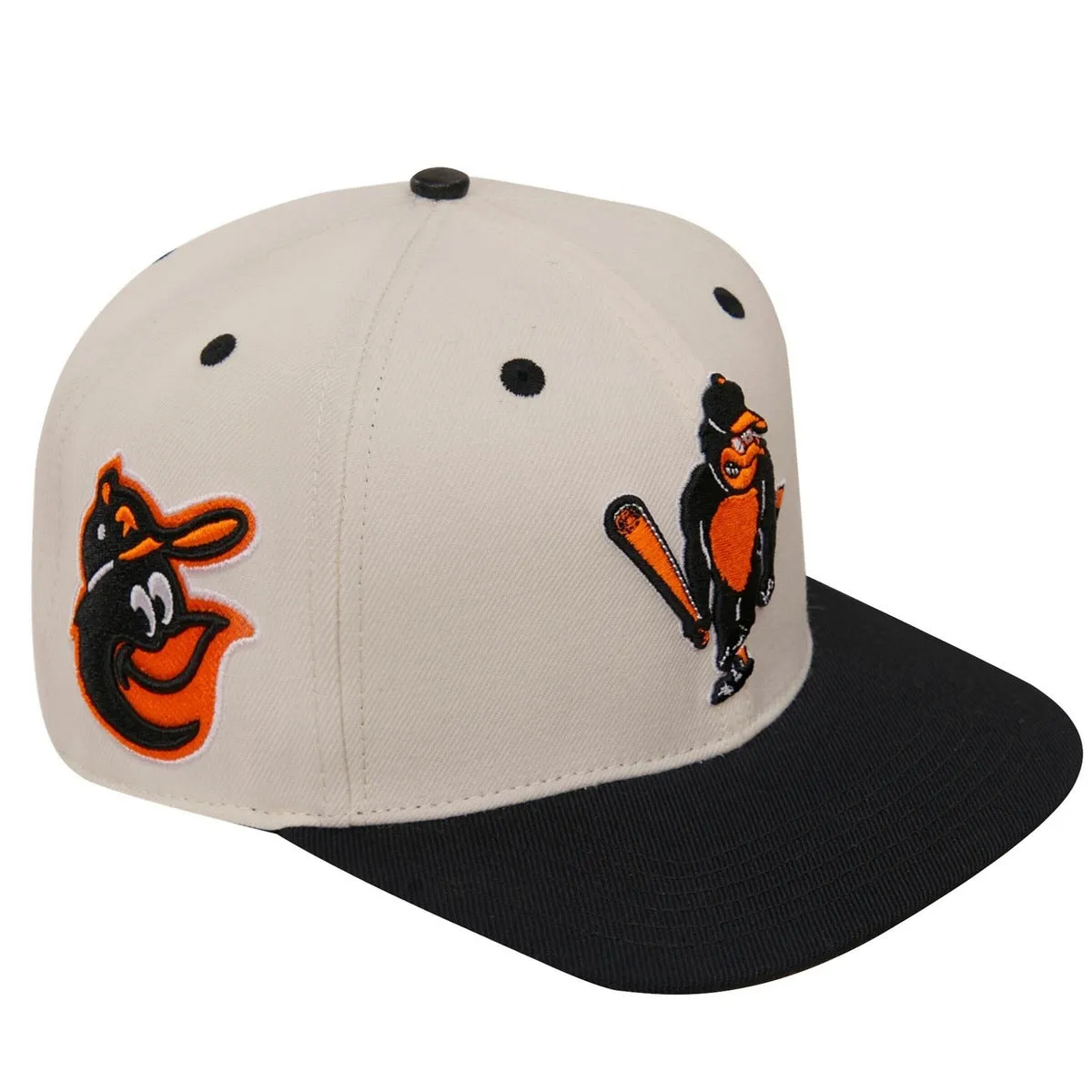 MLB BALTIMORE ORIOLES RETRO CLASSIC UNISEX PRIMARY LOGO WOOL SNAPBACK (EGGSHELL/ BLACK)