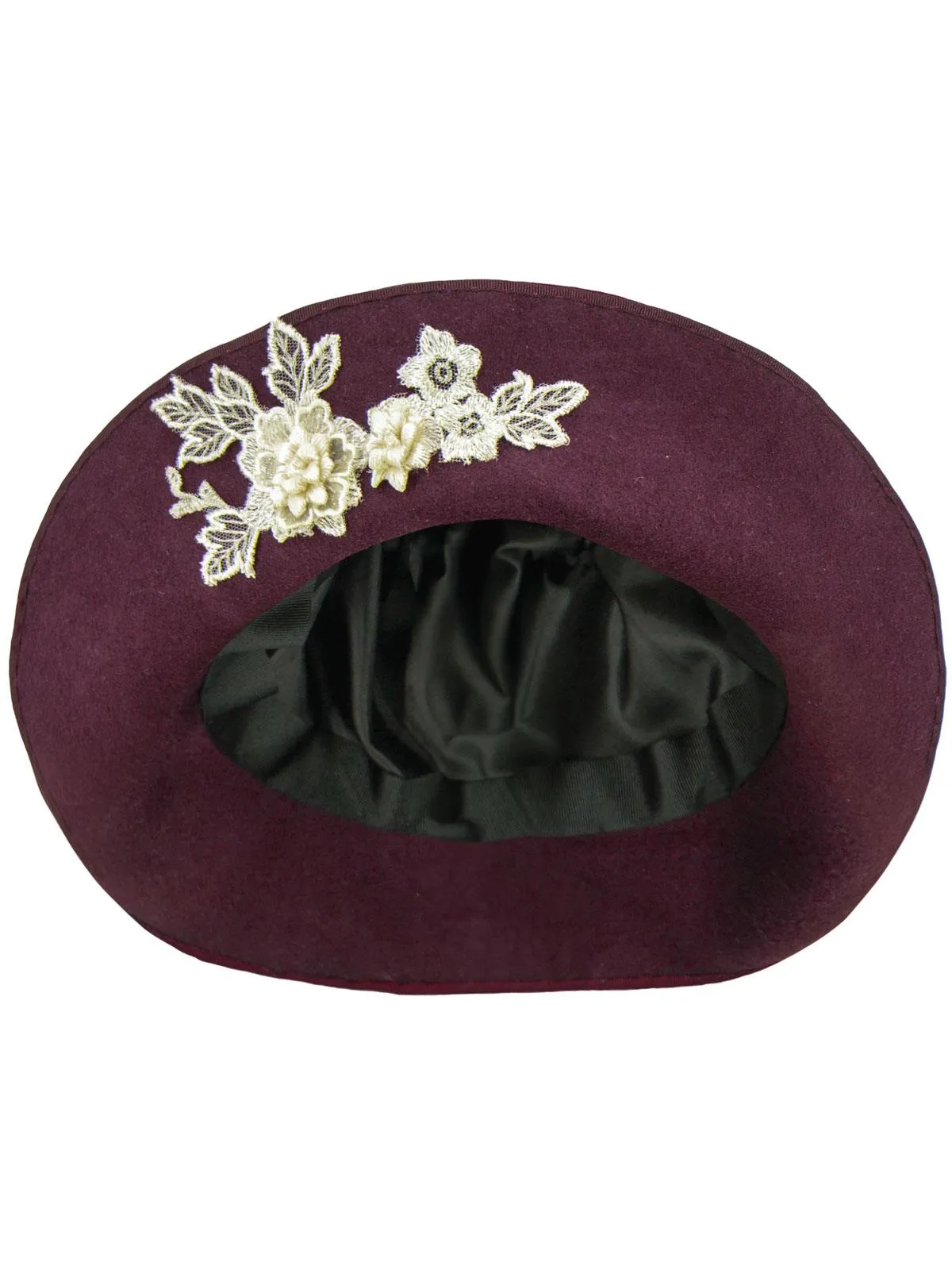 Purple Floral Applique 1940s Vintage Style Halo Hat