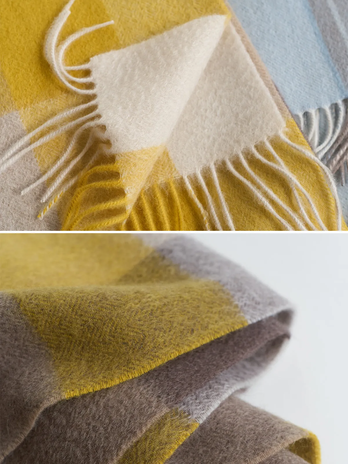 "Plaid" Cashmere Scarf - Yellow