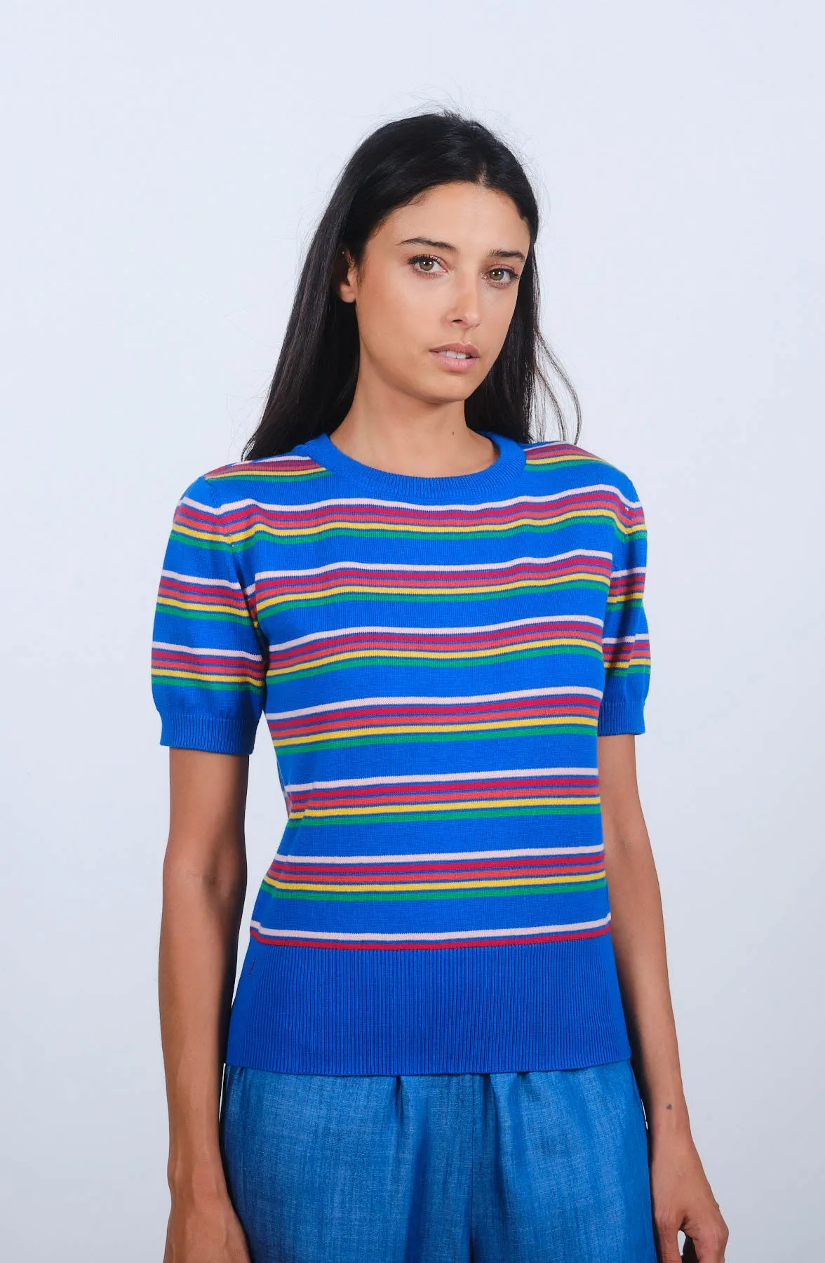 Rainbow Stripe S/S in Princess Blue