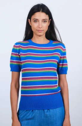 Rainbow Stripe S/S in Princess Blue