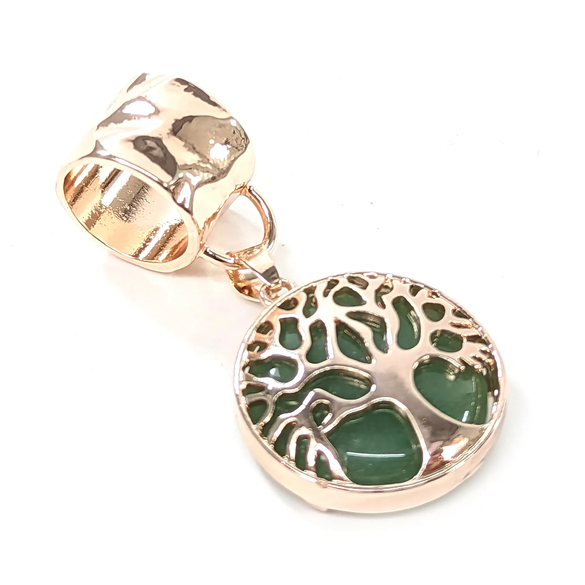 Rose Gold Scarf Jewellery - Green Jade Tree of Life