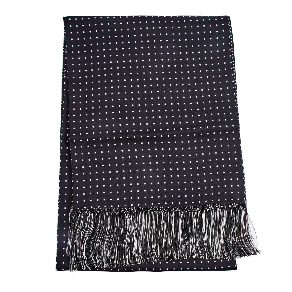 Sovereign Grade Black London Dot 36oz Reversible Printed Silk Scarf