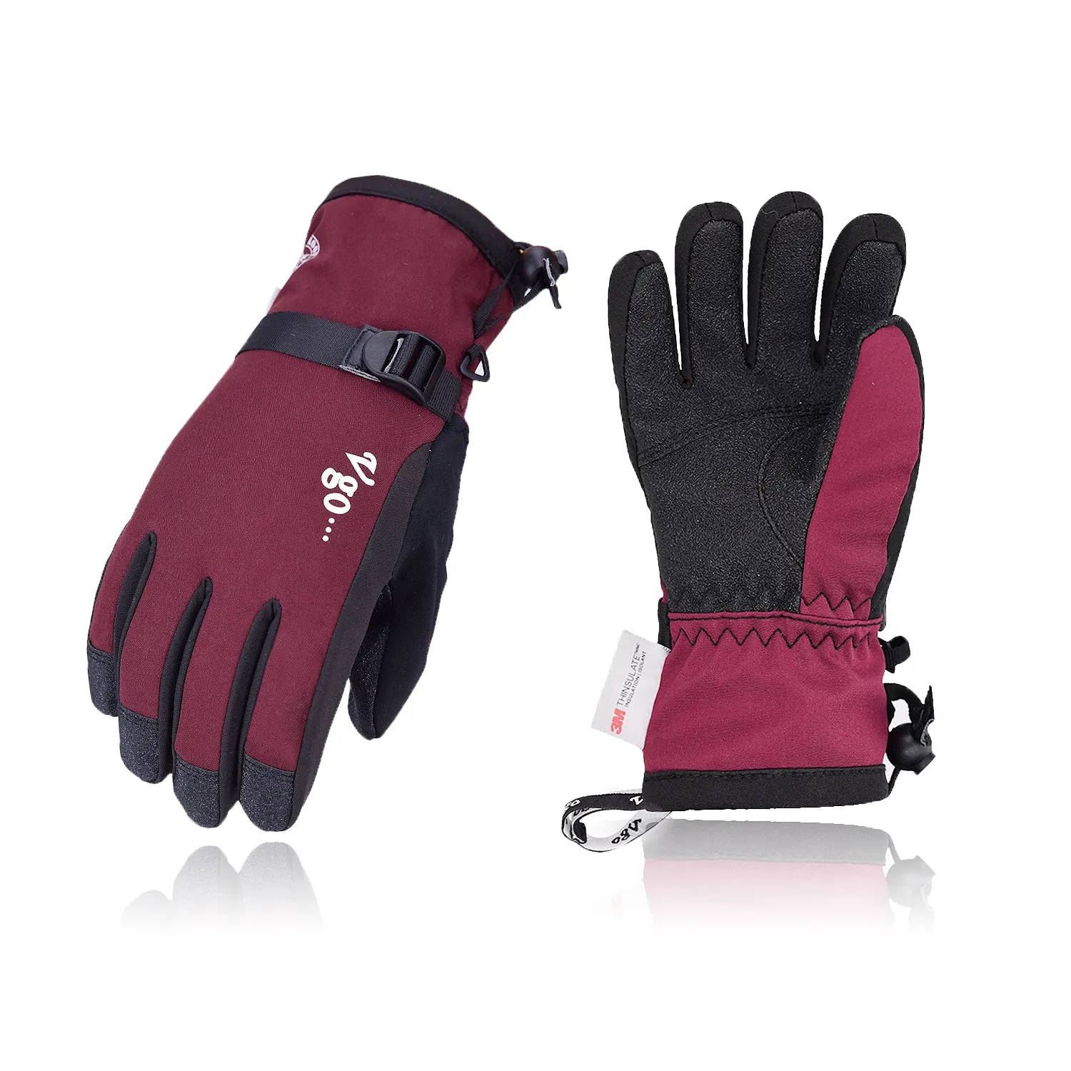 VGO 1-Pair -4℉ or Above 3M Thinsulate G80 Lined Winter Outdoor Gloves for Men & Women (PVC2460FW)