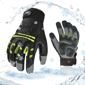 VGO  -4℉ or above Winter Waterproof High Dexterity Heavy Duty Mechanic Glove, Rigger Glove, Anti-vibration, Anti-abrasion, Touchscreen (GA8954FW-GRE)