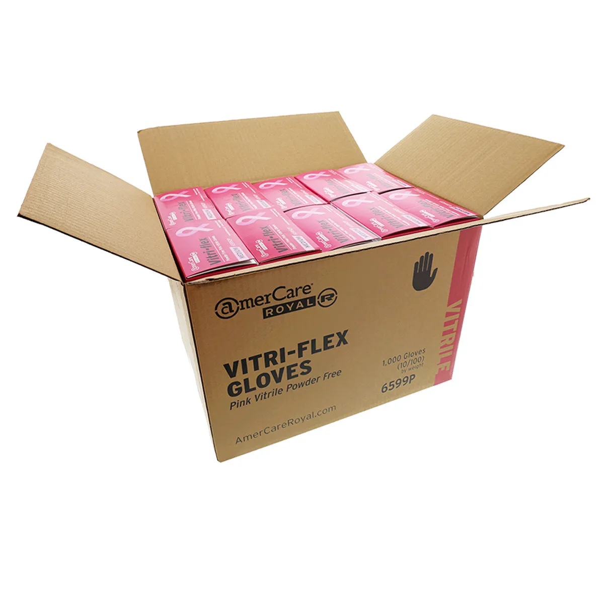 Vitri-Flex Pink Powder Free Vitrile Disposable Gloves, Case of 1,000