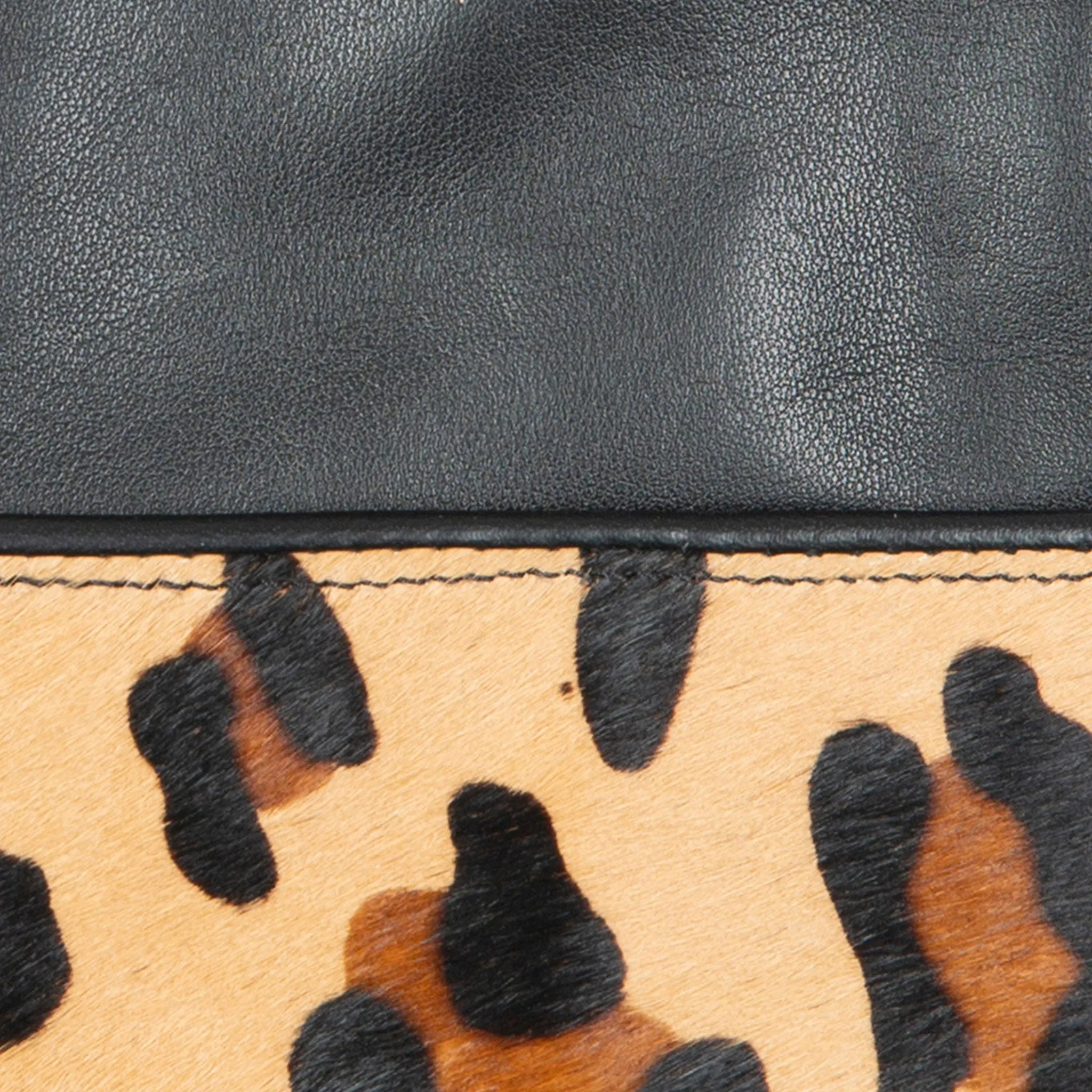 Women’s Lined Leather Gloves with Ponyskin Leopard Print Cuffs