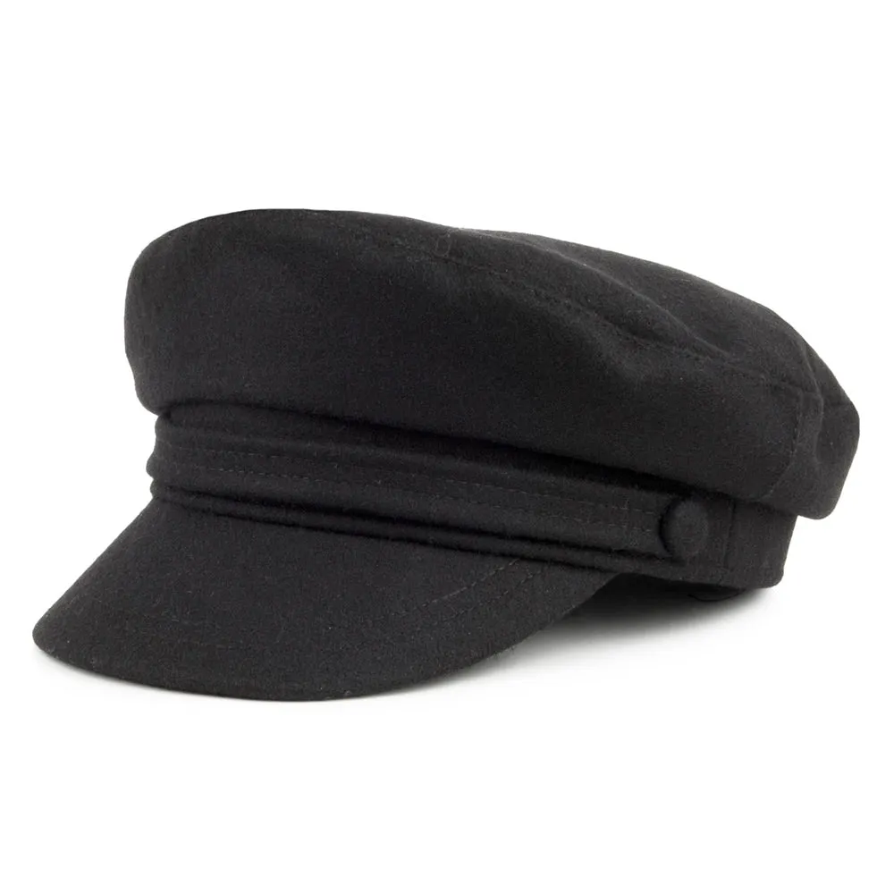 Wool Blend Fiddler Cap - Black