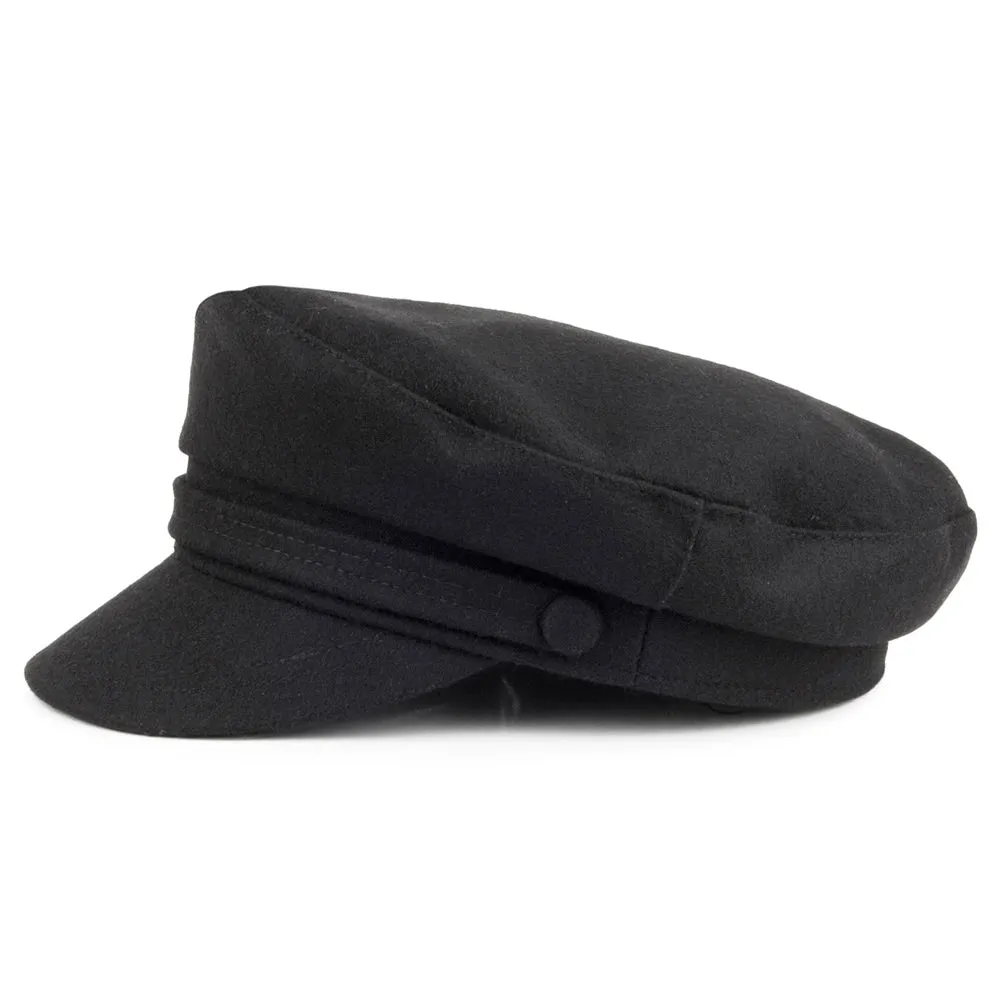 Wool Blend Fiddler Cap - Black