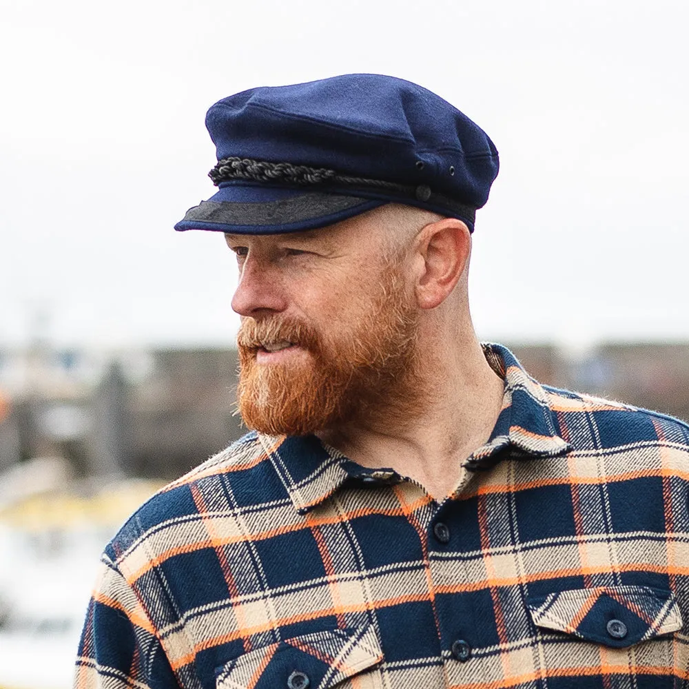 Wool Greek Fisherman Cap - Navy Blue